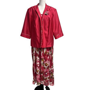 Dana Kay Jacket Dress Suit Plus sz 24W Pink Floral Modest Wedding Church Career